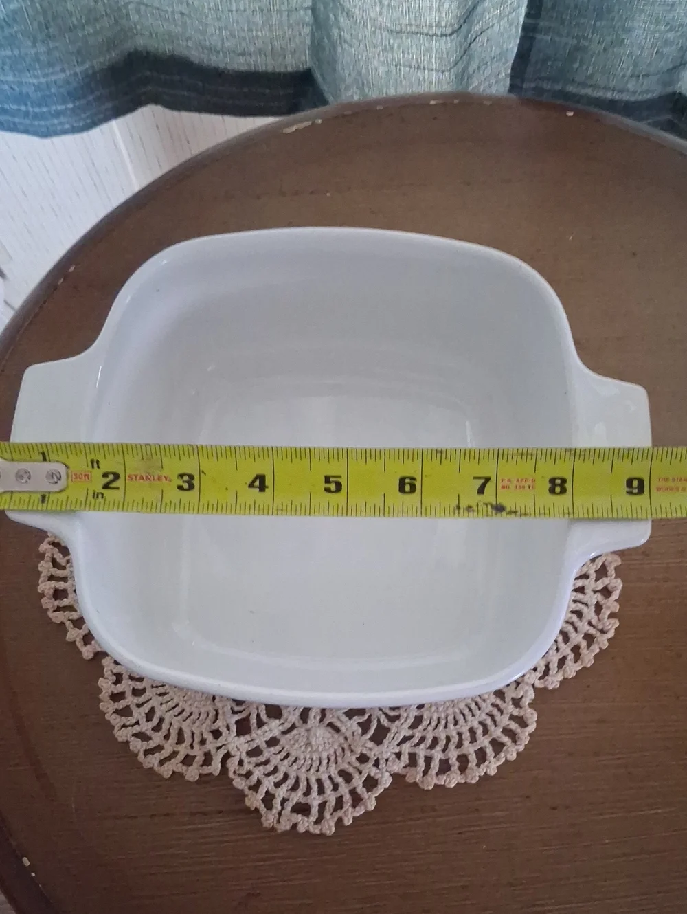 Corningware White Ceramic Baking Dish with Blue Floral Motif